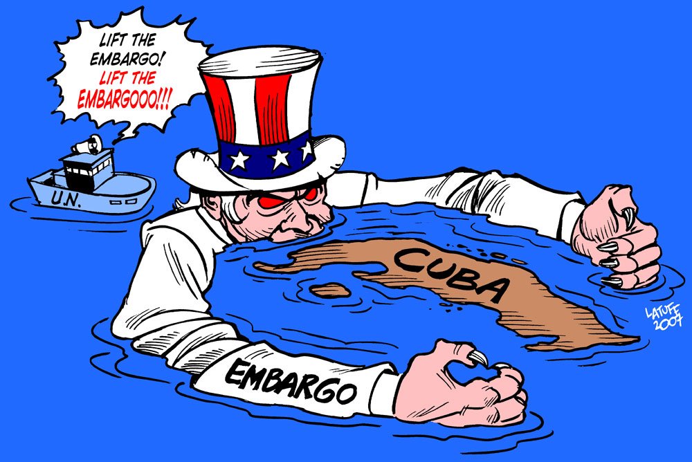 Karikatura embarga USA vůči Kubě
