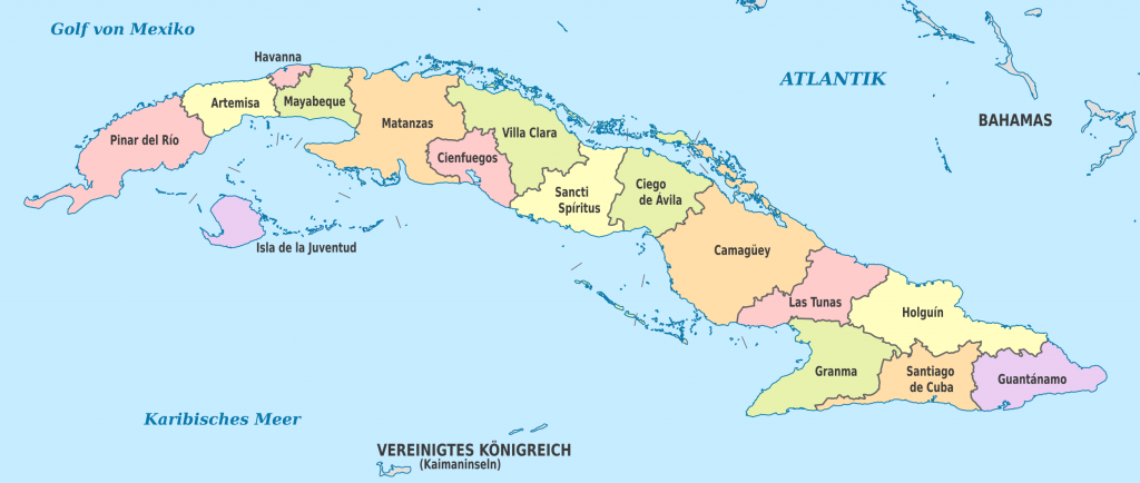 Mapa provincií Kuby