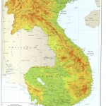 Mapa Vietnamu - reliéfní