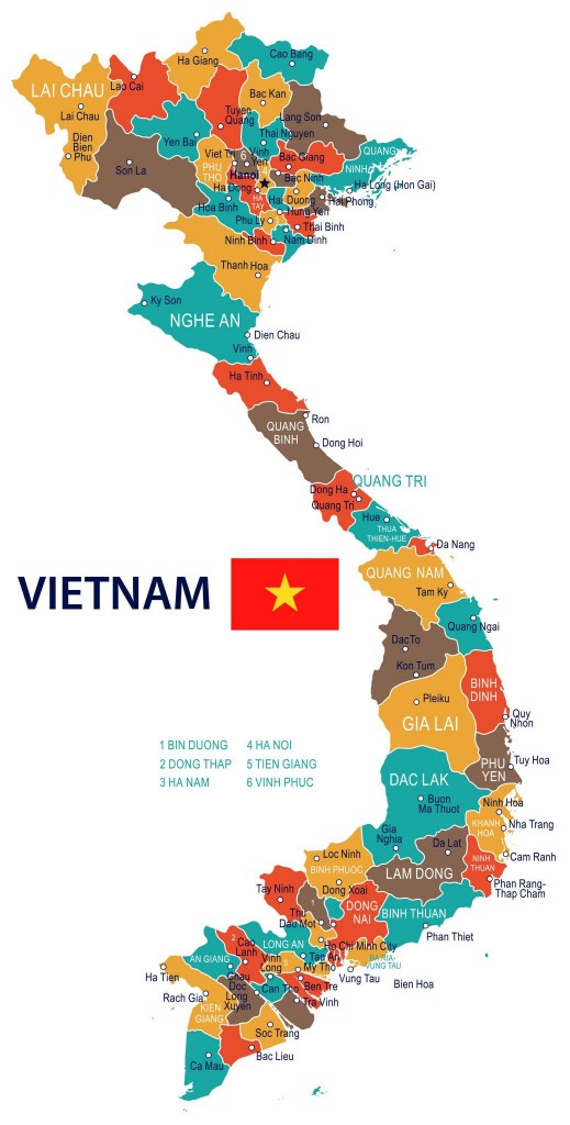 Mapa provincií Vietnamu