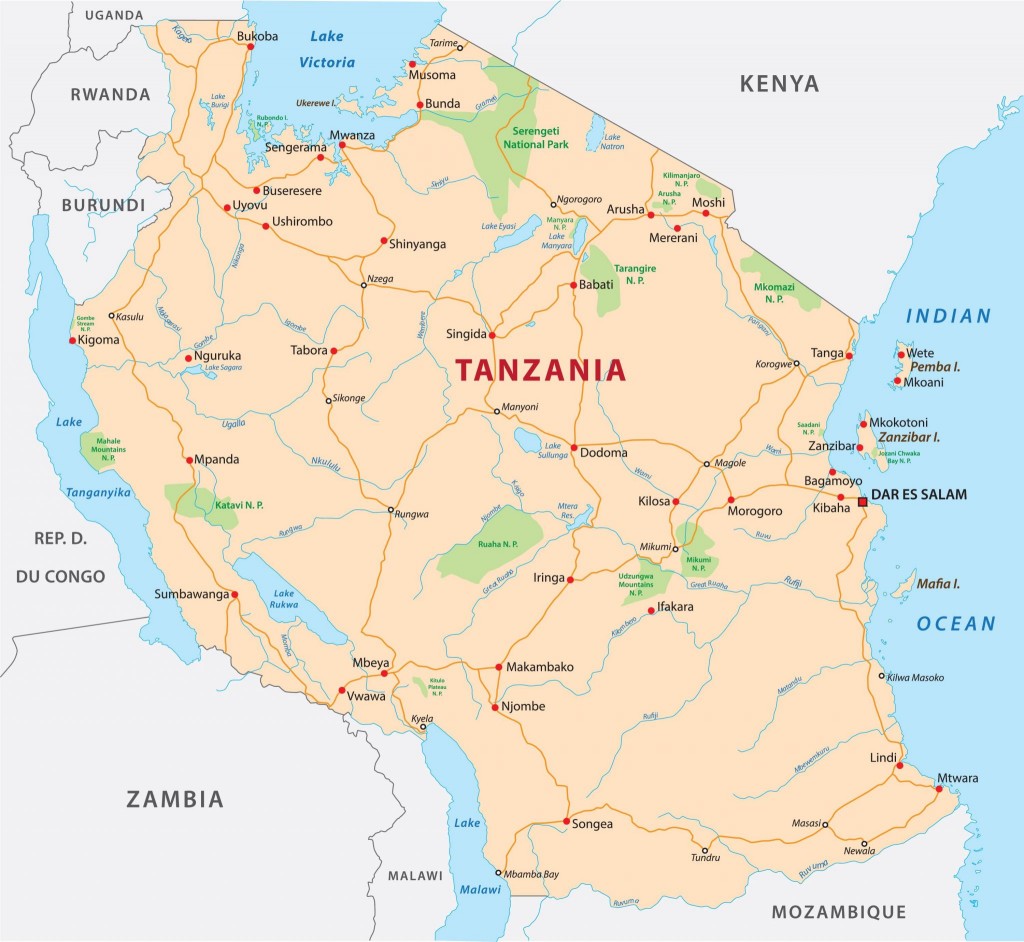 Mapa Tanzánie