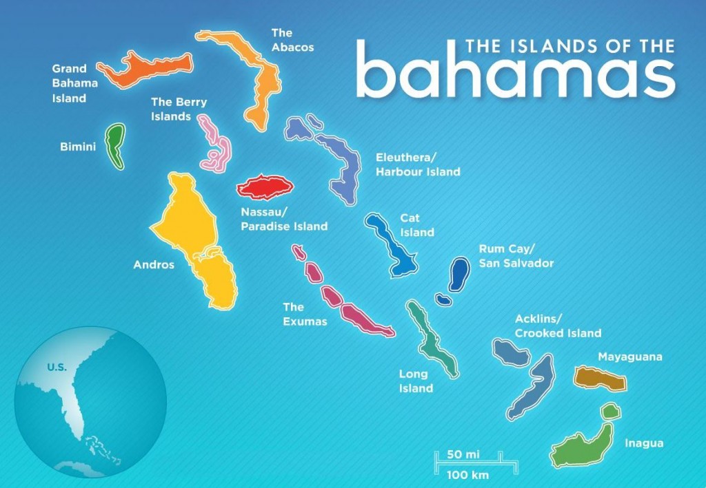 Mapa Bahamských ostrovů
