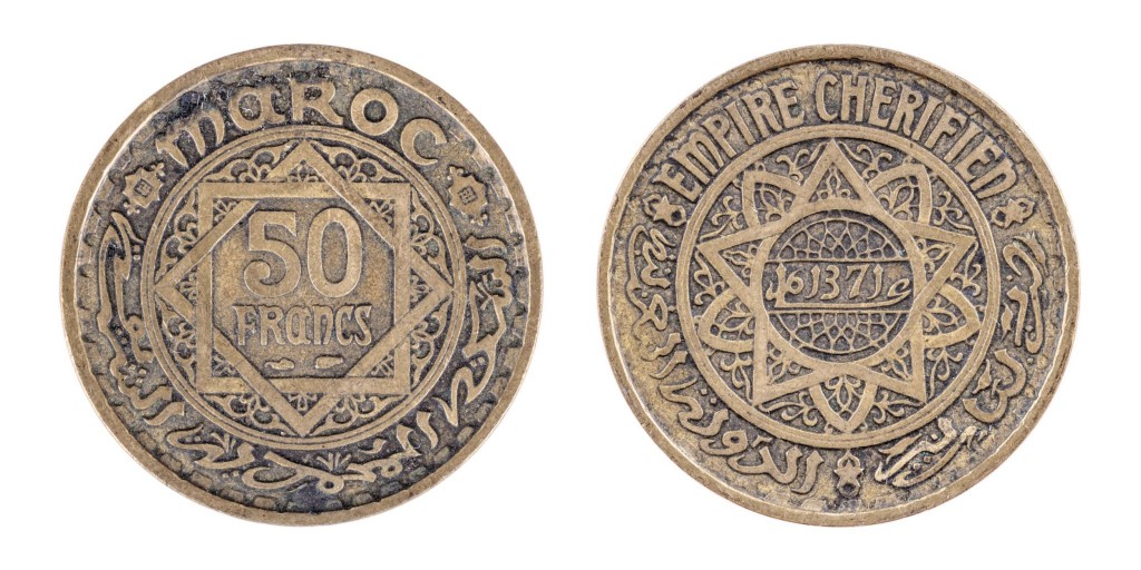 Starobylá marocká mince z roku 1371