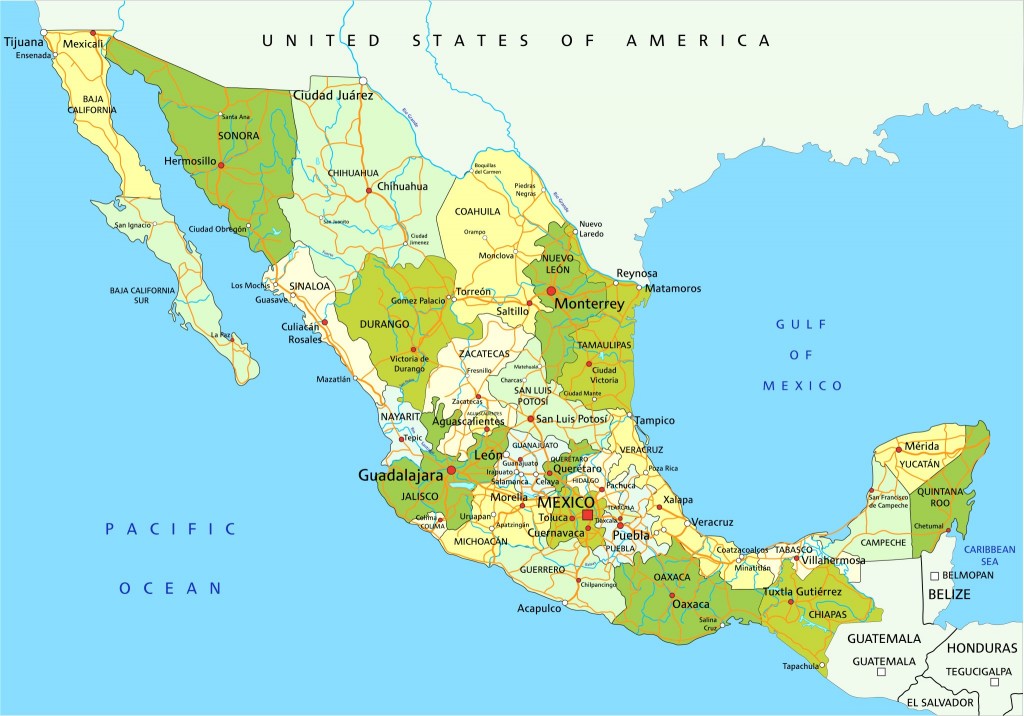 Administrativní mapa Mexika