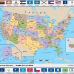Mapa států USA s vlajkami