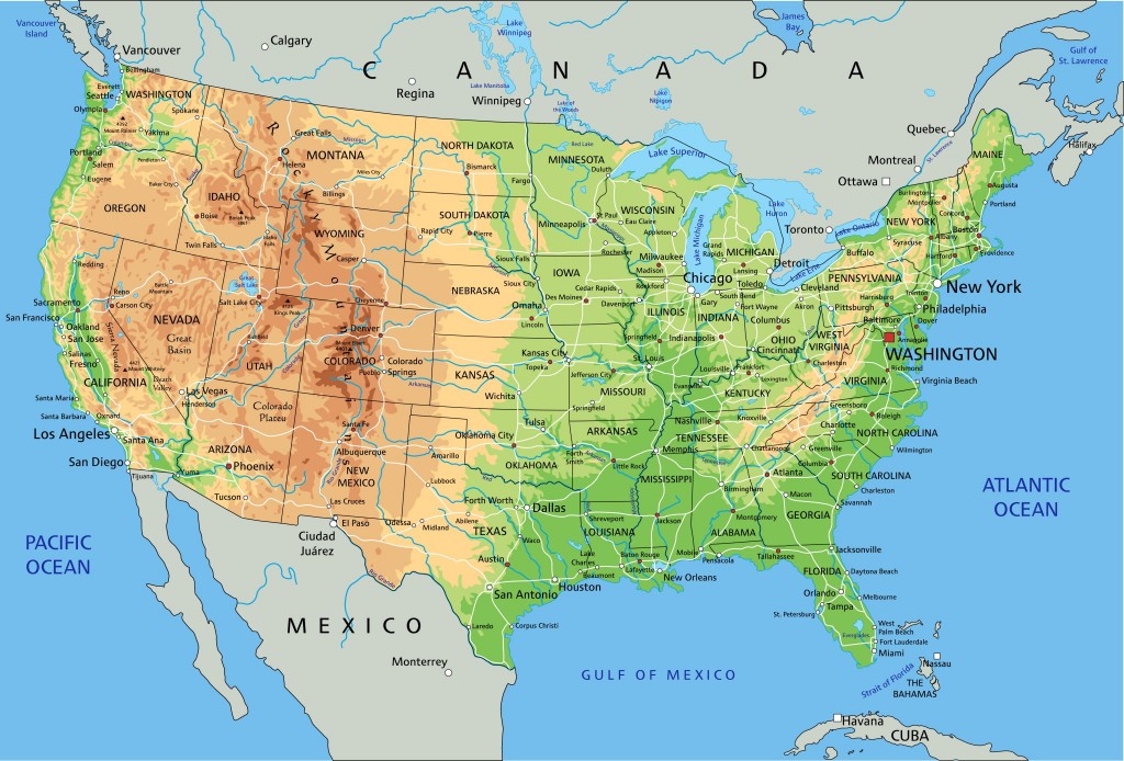 Mapa Spojených států amerických