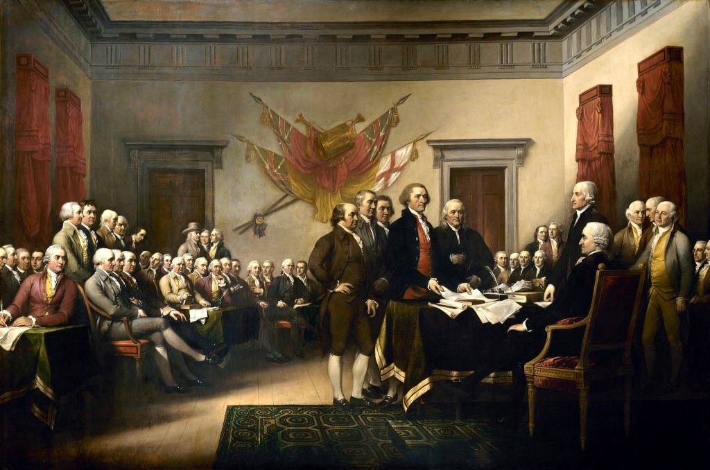 Podepsání deklarace nezávislosti USA 4. července 1776