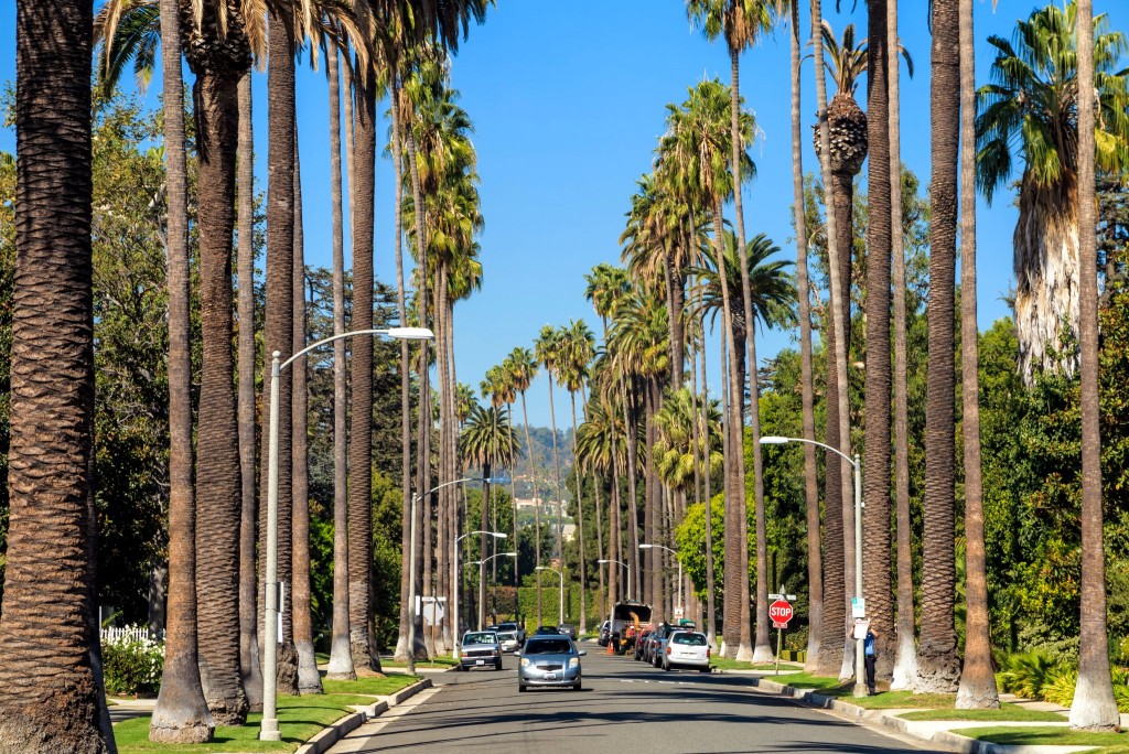 Ulice čtvrti Beverly Hills v Los Angeles