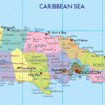 Mapa Jamajky s jednotlivými provinciemi