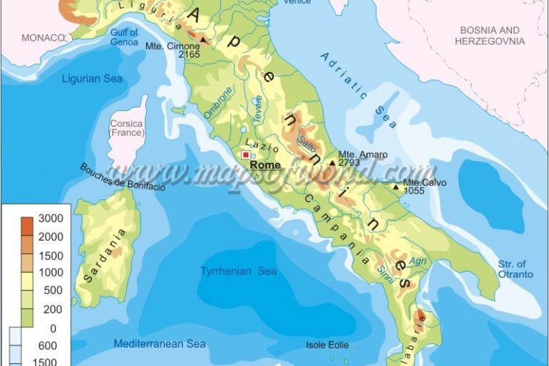 Mapa pohoří Itálie