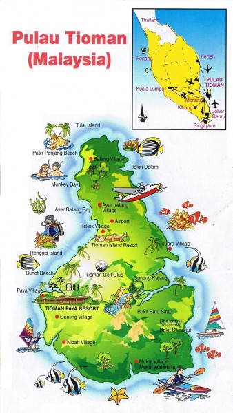 Plánek ostrova Pulau Tioman