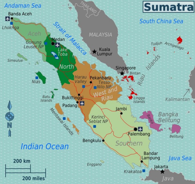 Plánek ostrova Sumatra