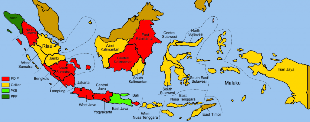 Plánek regionů Indonésie