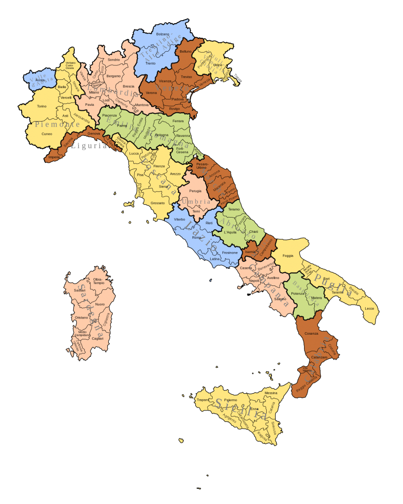 Mapa regionů Itálie