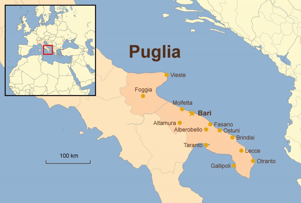Mapa Apulie (Puglia)
