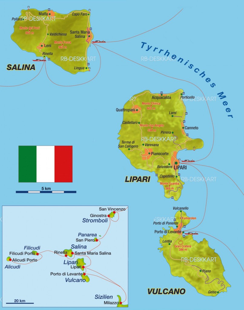 Mapa Liparských ostrovů