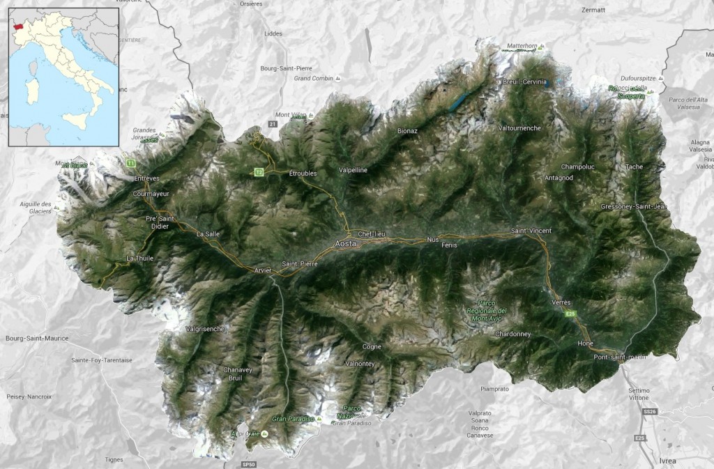 Mapa Valle d'Aosta