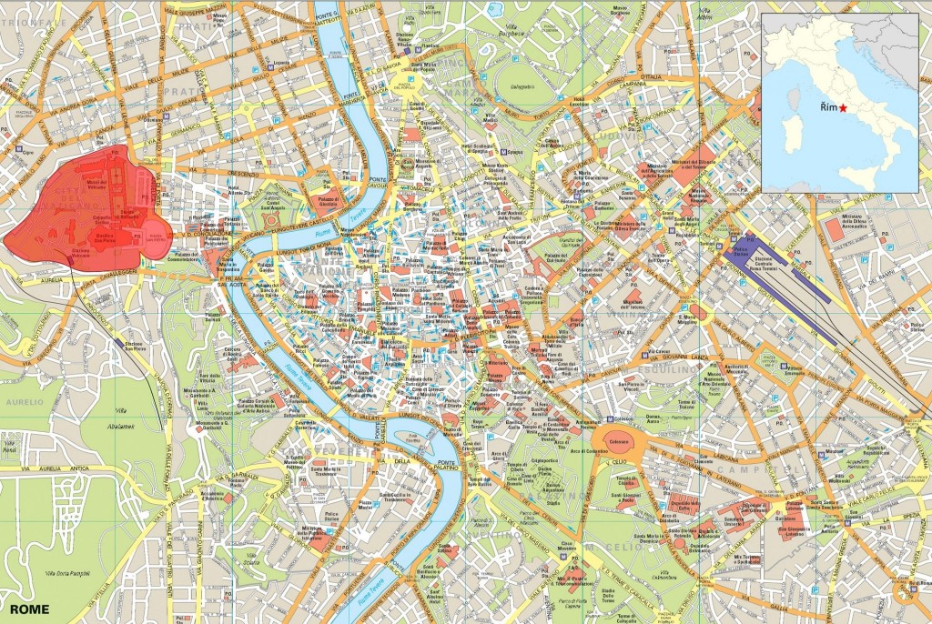 Vatikán na mapě Říma