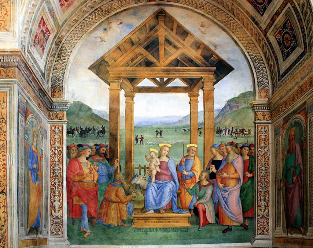 Freska Klanění tří králů v kostele Madonna delle Lacrime