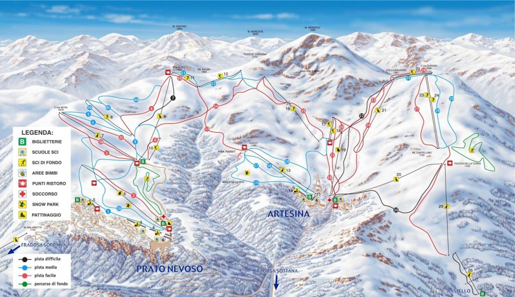 Mapa Mondole Ski